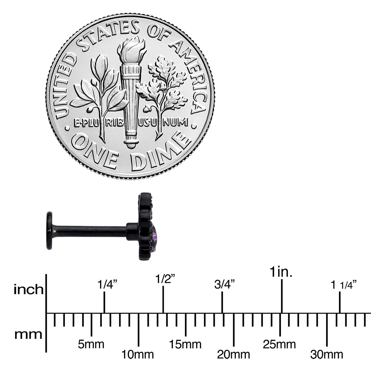 16G 5/16 Purple Gem Black Chic Crab Labret Monroe Tragus