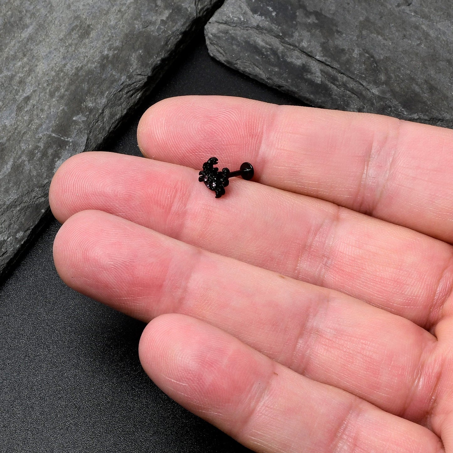 16G 5/16 Purple Gem Black Chic Crab Labret Monroe Tragus
