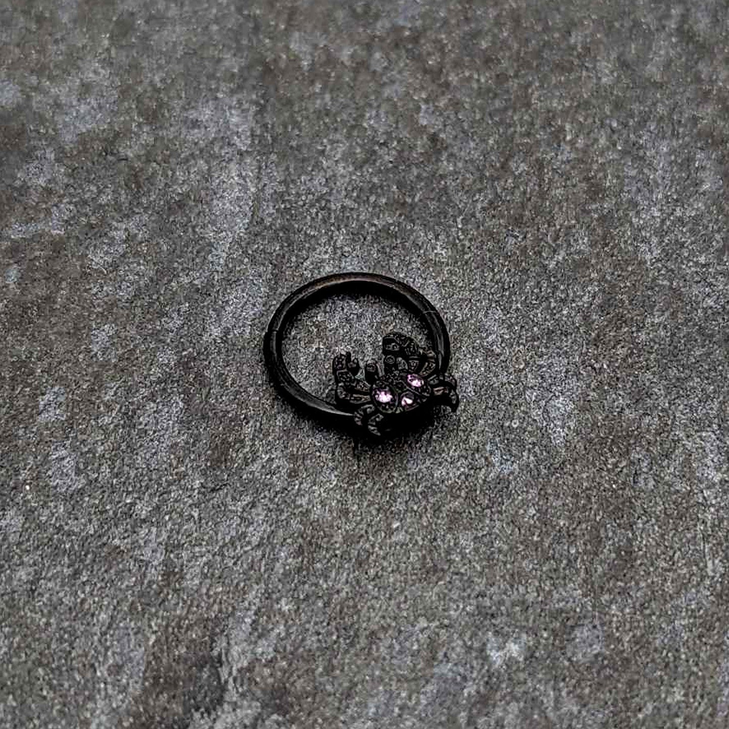 16G 3/8 Purple Gem Black Chic Crab Hinged Segment Ring