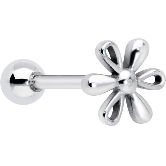 316L Surgical Steel Loopy Hippie Flower End Barbell Tongue Ring