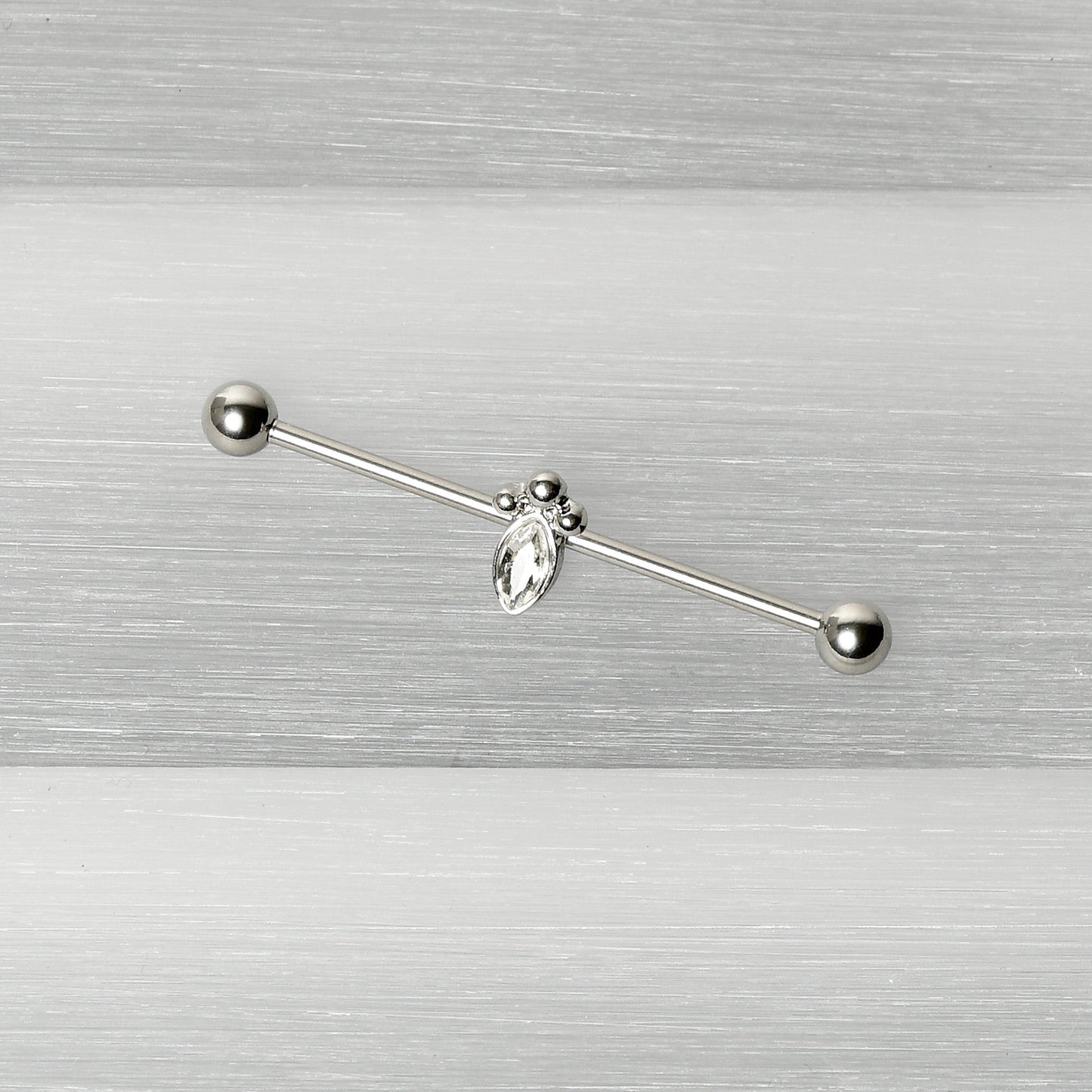 14G Gem Deco Oval Industrial Barbell 38mm