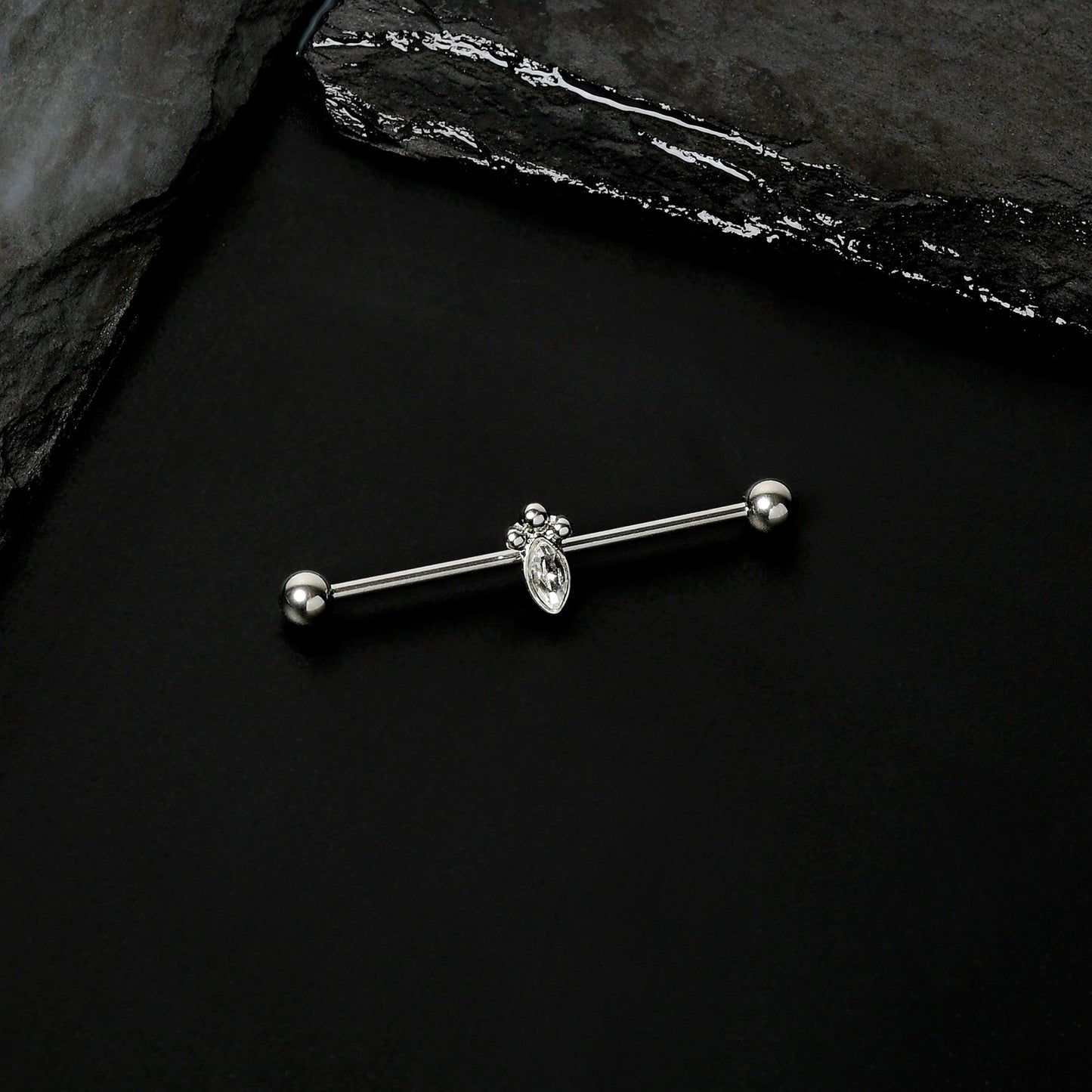 14G Gem Deco Oval Industrial Barbell 38mm