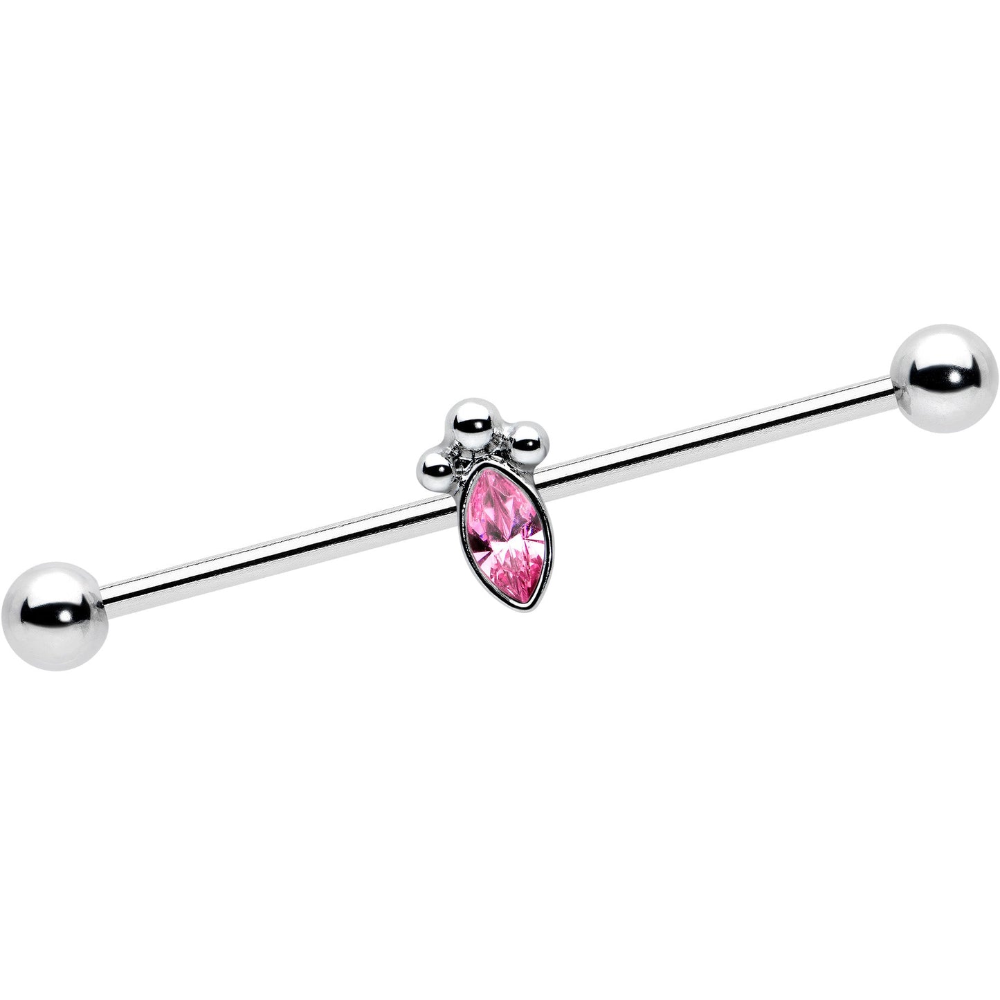 14G Gem Deco Oval Industrial Barbell 38mm