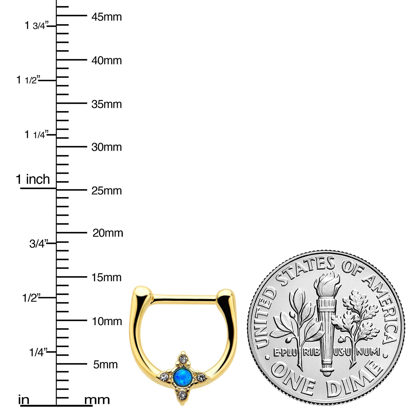 16G 5/16 Blue Synthetic Opal Gold Tone Rhombus Cartilage Clicker