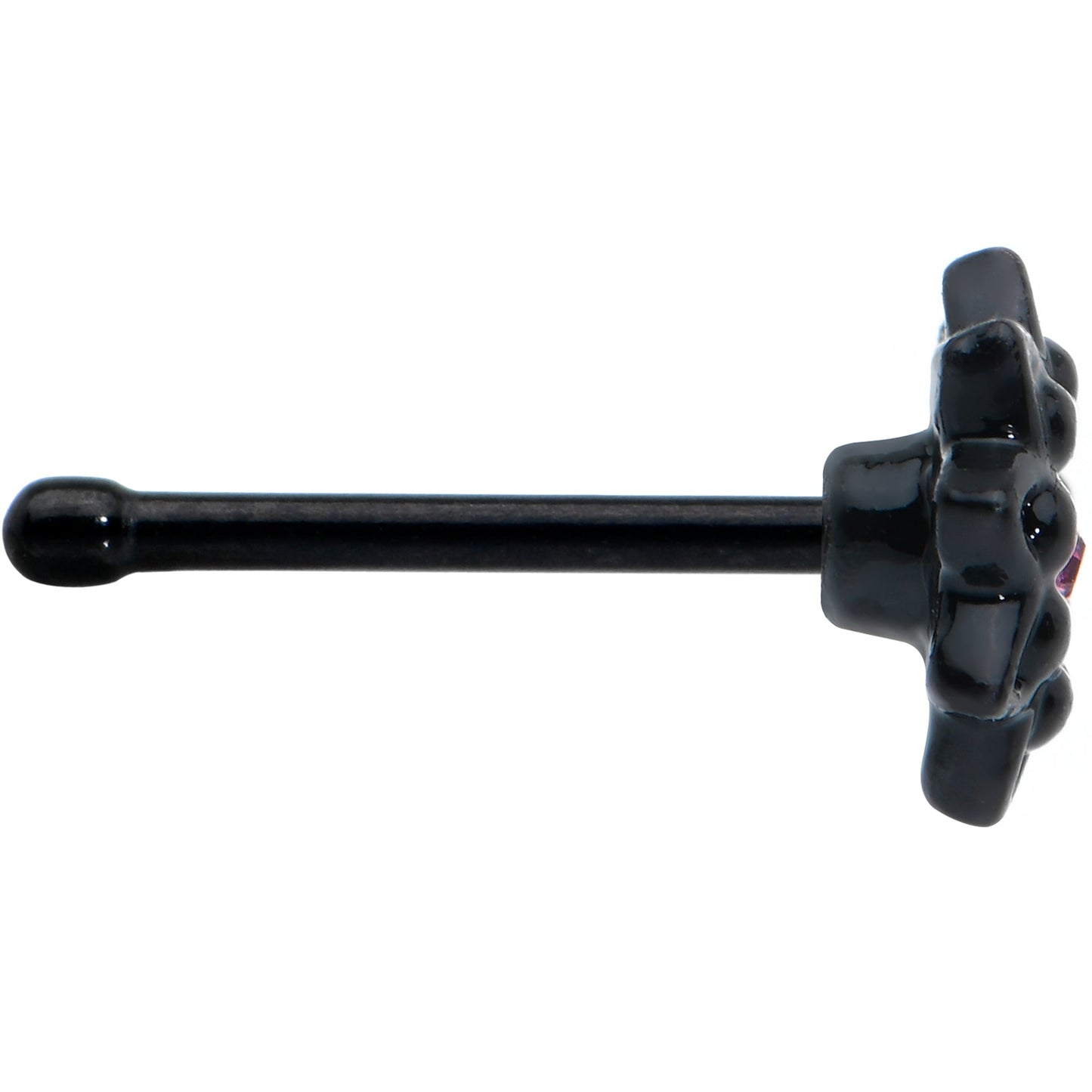 20G 1/4 Pink Gem Black Starry Flower Halloween Nose Bone