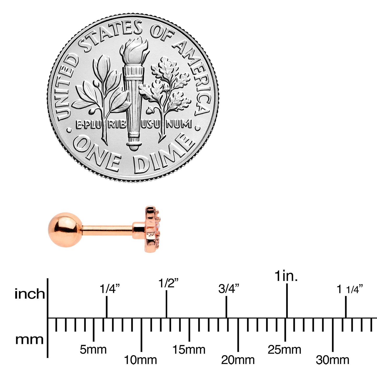 16G 1/4 Clear Gem Rosy Tone Opulent Butterfly Cartilage Earring