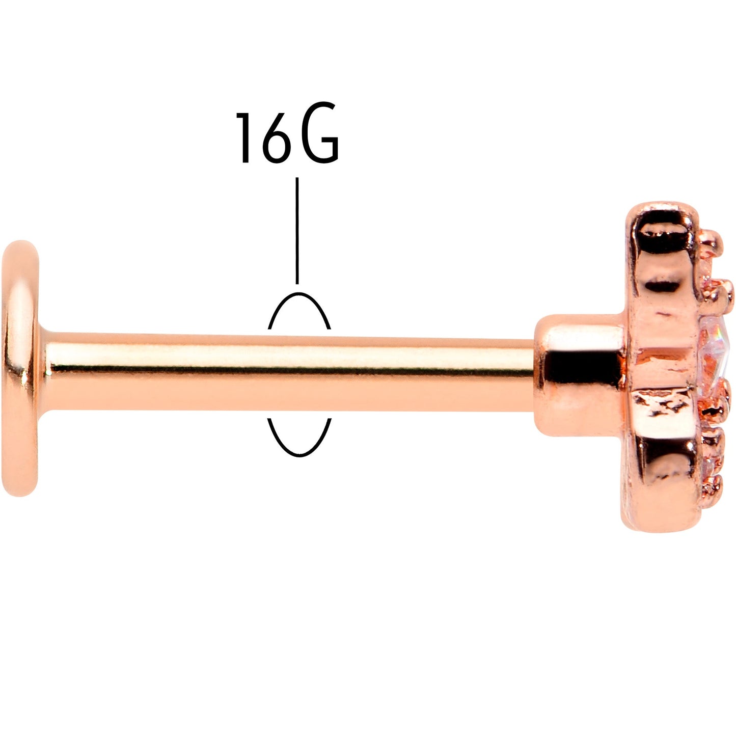 16G 5/16 Clear Gem Rose Gold Tone Opulent Butterfly Labret Tragus