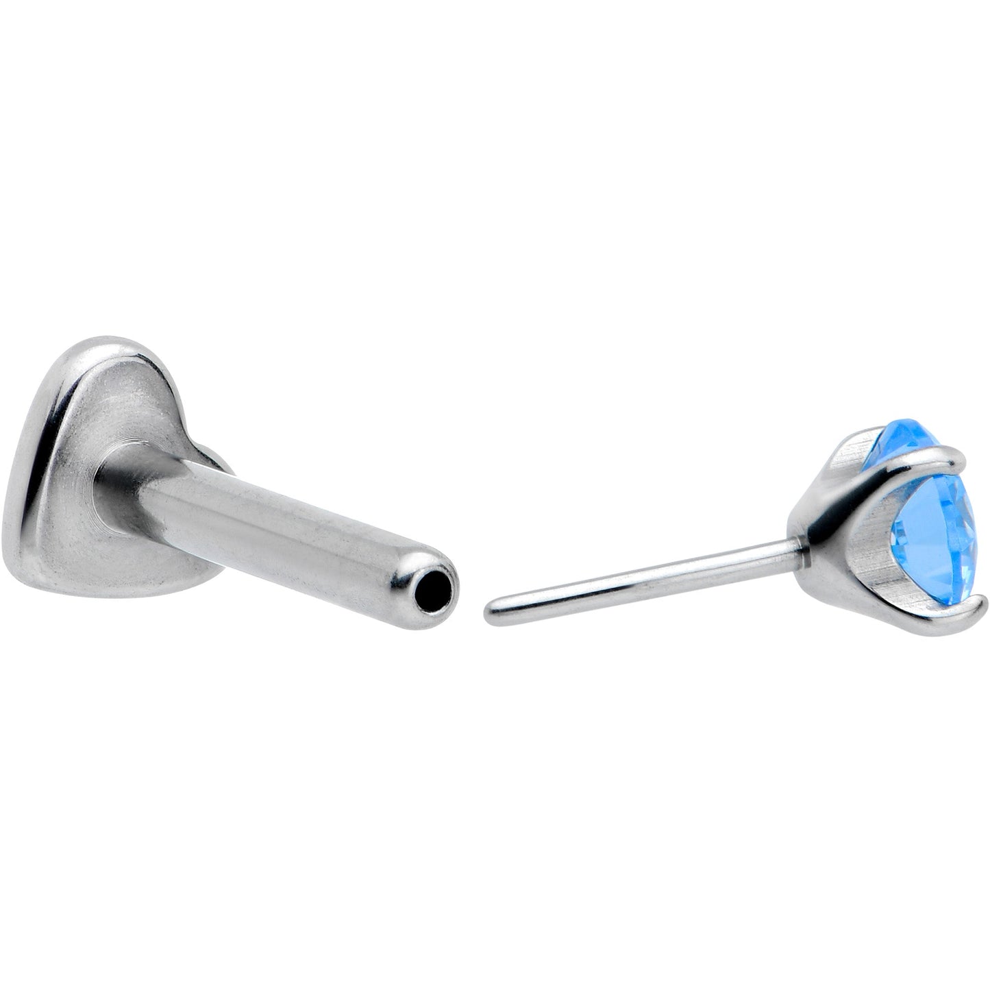16G 5/16 Blue CZ ASTM F-136 Implant Grade Titanium Threadless Heart End Labret
