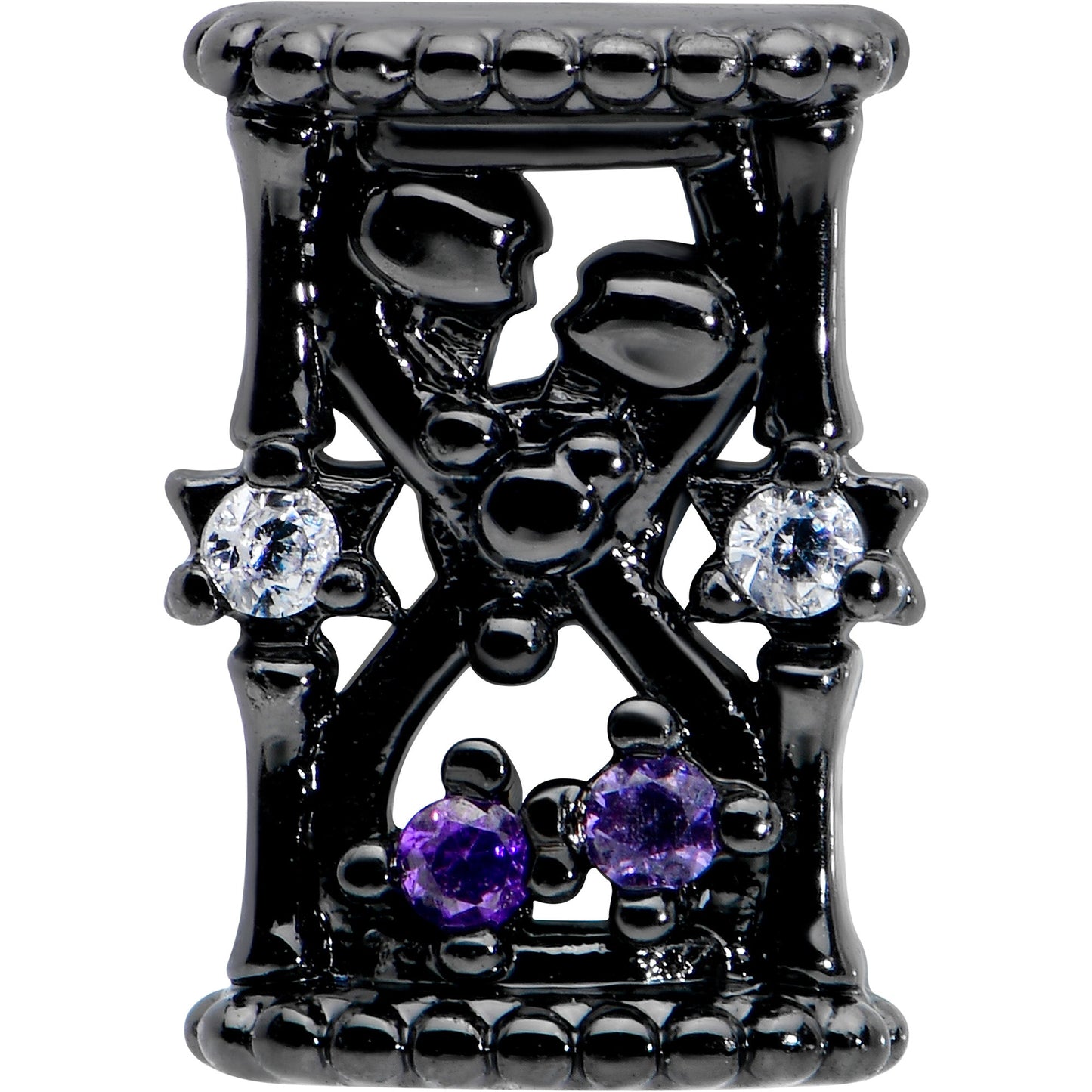 16G 5/16 Purple Gem Black Gothic Hourglass Labret Monroe Tragus