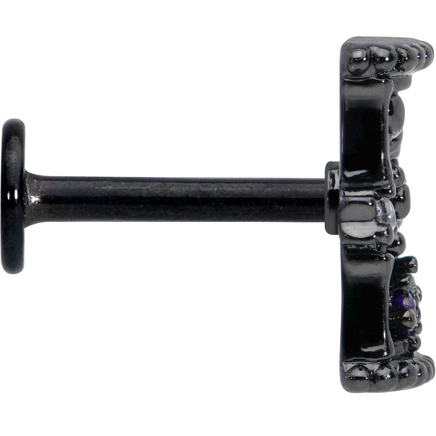 16G 5/16 Purple Gem Black Gothic Hourglass Labret Monroe Tragus