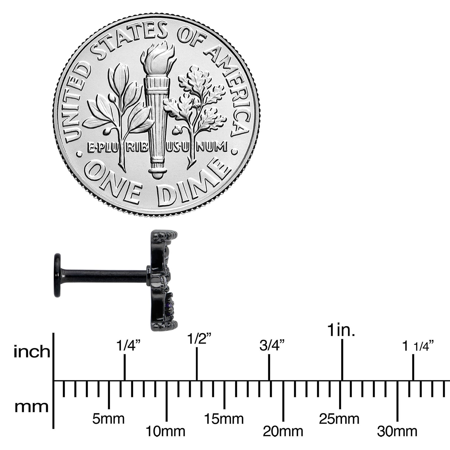 16G 5/16 Purple Gem Black Gothic Hourglass Labret Monroe Tragus