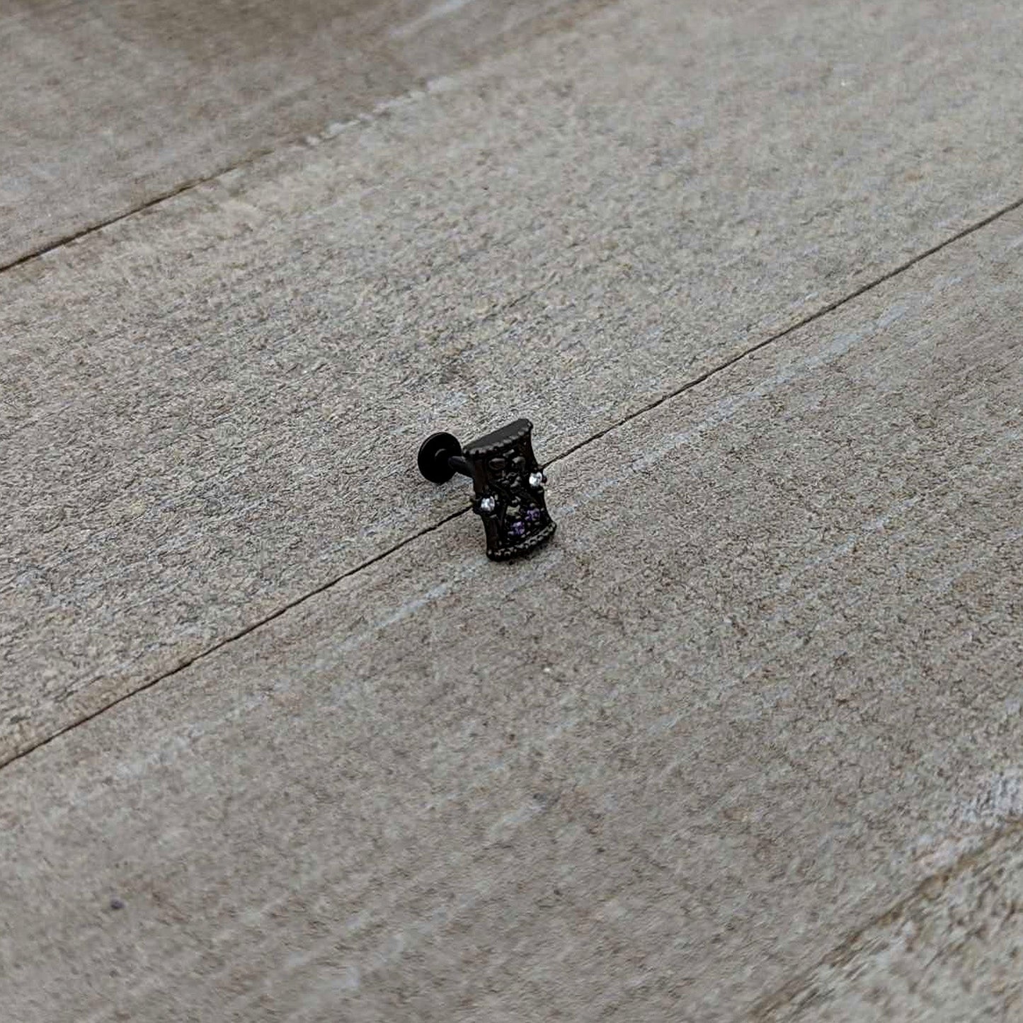 16G 5/16 Purple Gem Black Gothic Hourglass Labret Monroe Tragus
