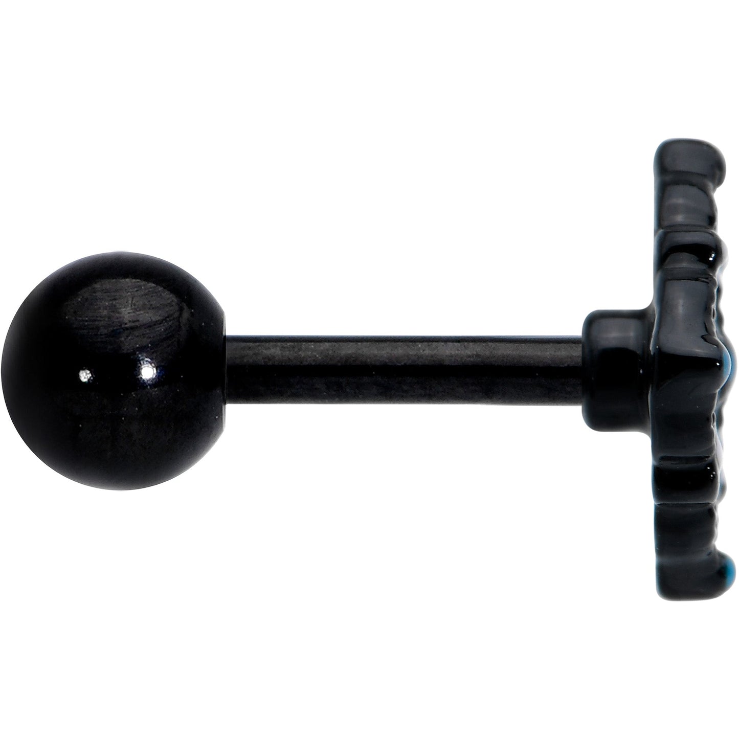 16G 1/4 Blue Gem Black Lacy Rhombus Cartilage Tragus Earring