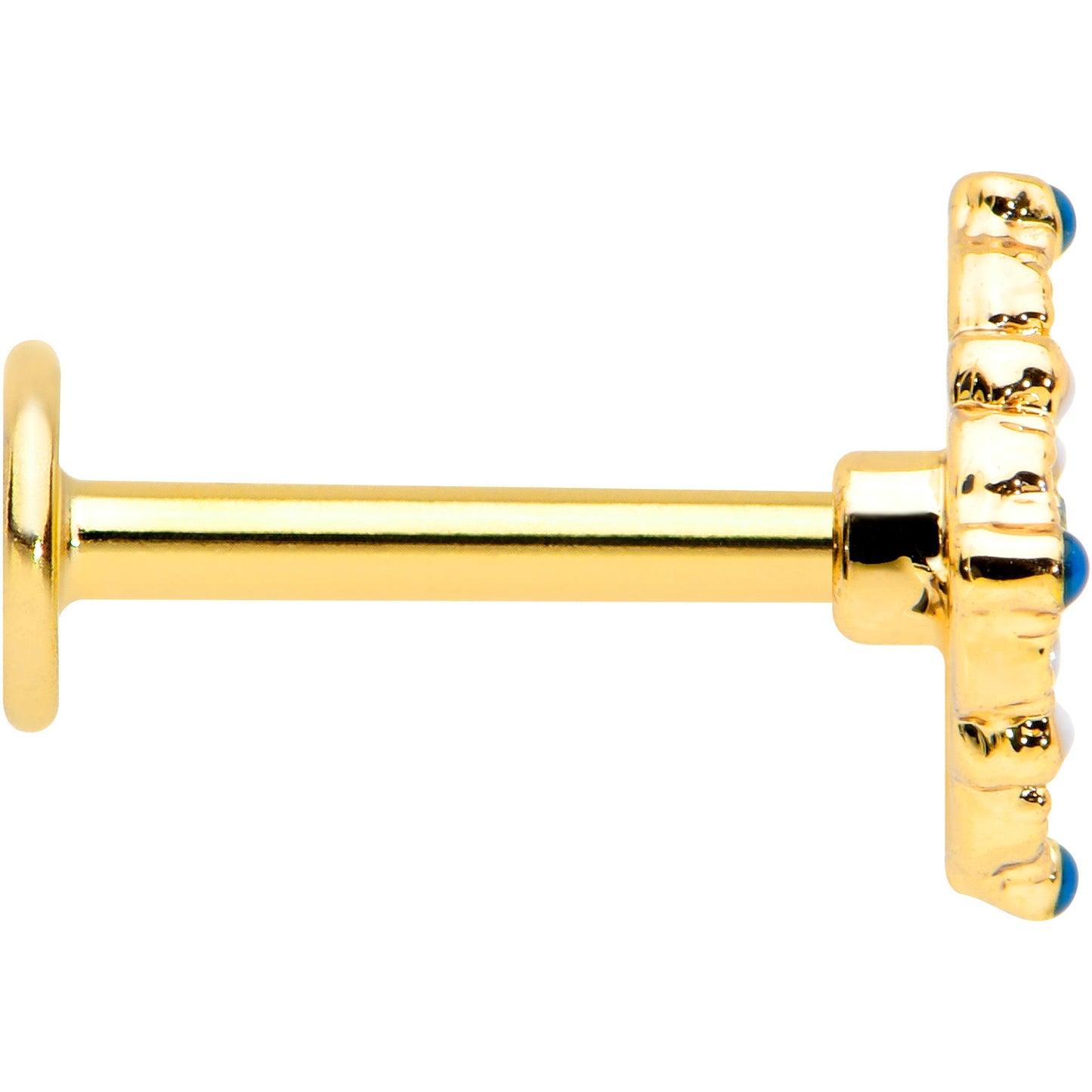 16G 5/16 Blue Gem Gold Tone Lacy Rhombus Labret Monroe Tragus