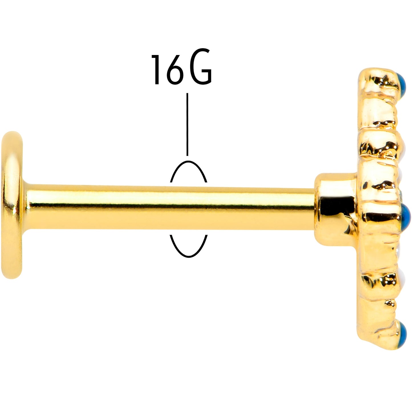 16G 5/16 Blue Gem Gold Tone Lacy Rhombus Labret Monroe Tragus