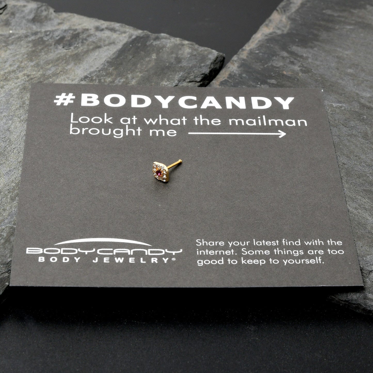 20G 1/4 Clear Pink Gem Gold Tone Open Eye Nose Bone