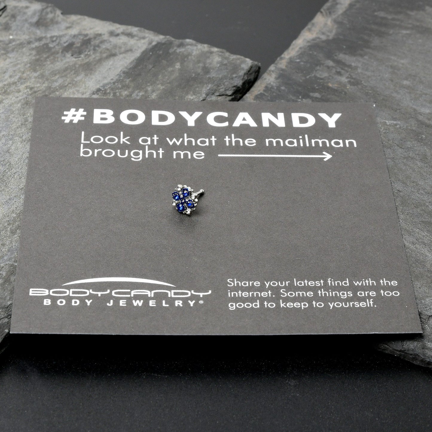 20G 1/4 Clear Blue Gem Embellished Cross Nose Bone