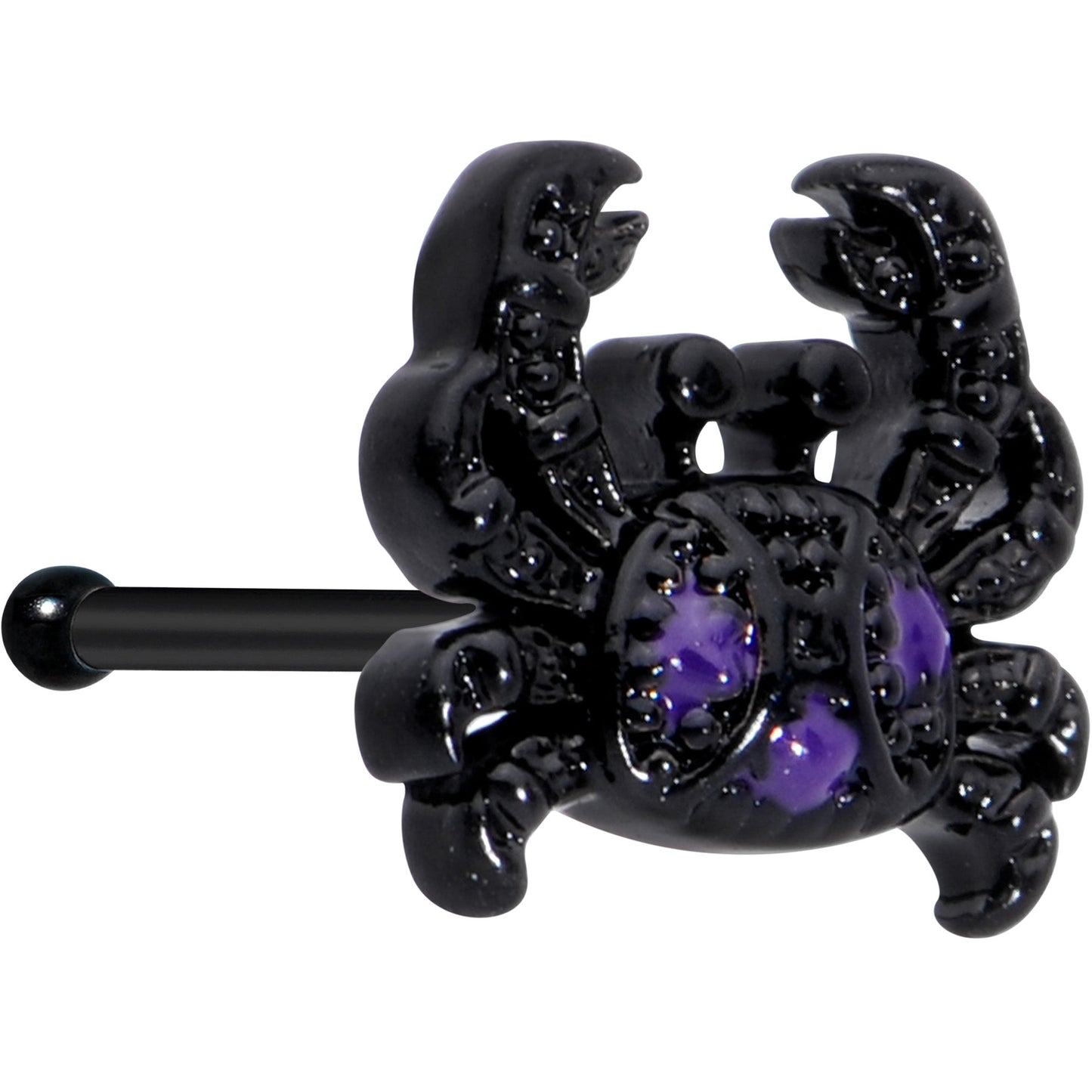 20G 1/4 Purple Gem Black Chic Crab Nose Bone