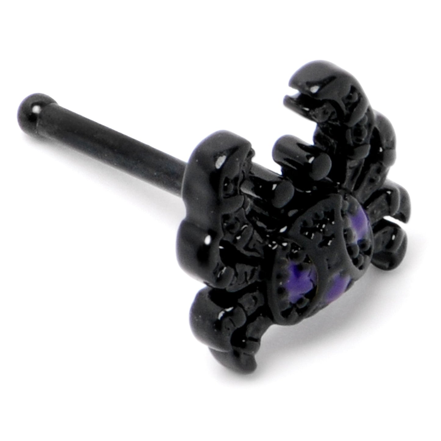 20G 1/4 Purple Gem Black Chic Crab Nose Bone