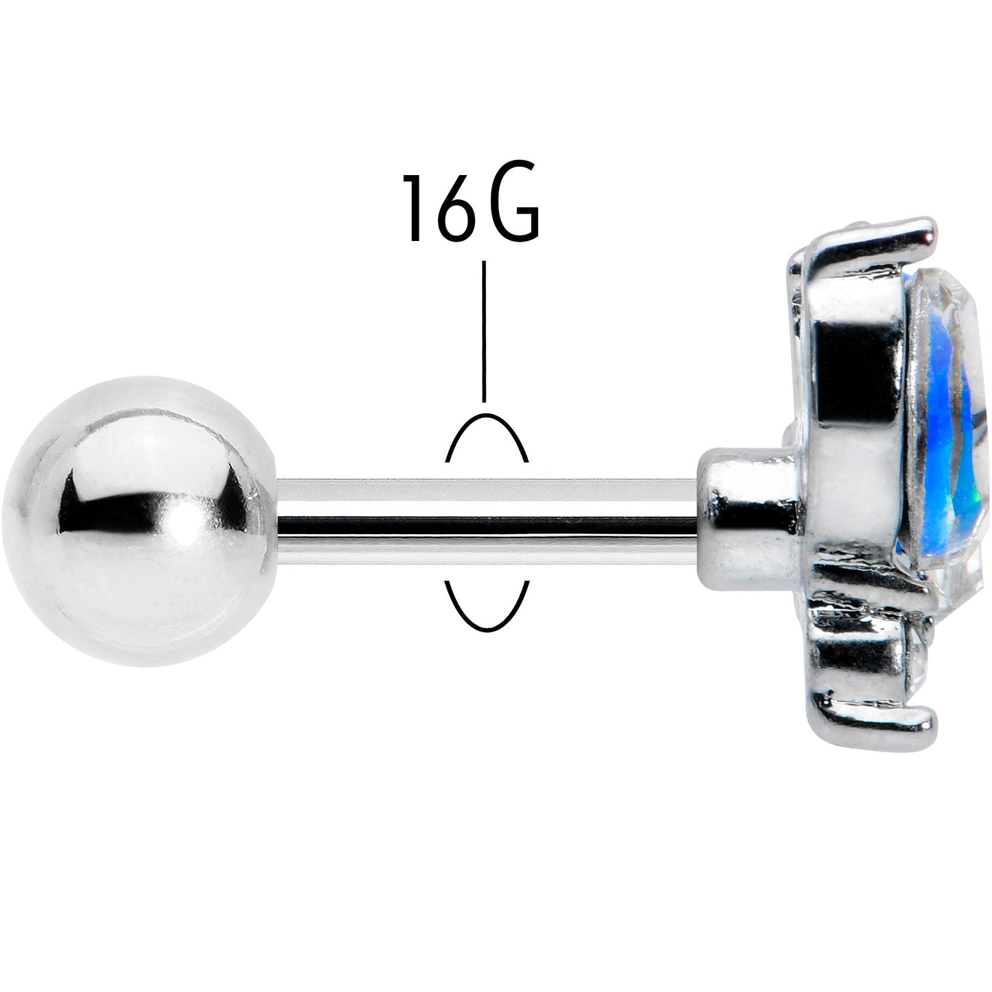 16G 1/4 Blue Synthetic Opal Style Flower Cartilage Tragus Earring