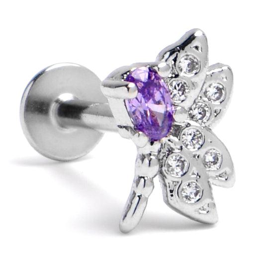 16G 5/16 Purple Gem Divine Dragonfly Labret Monroe Tragus