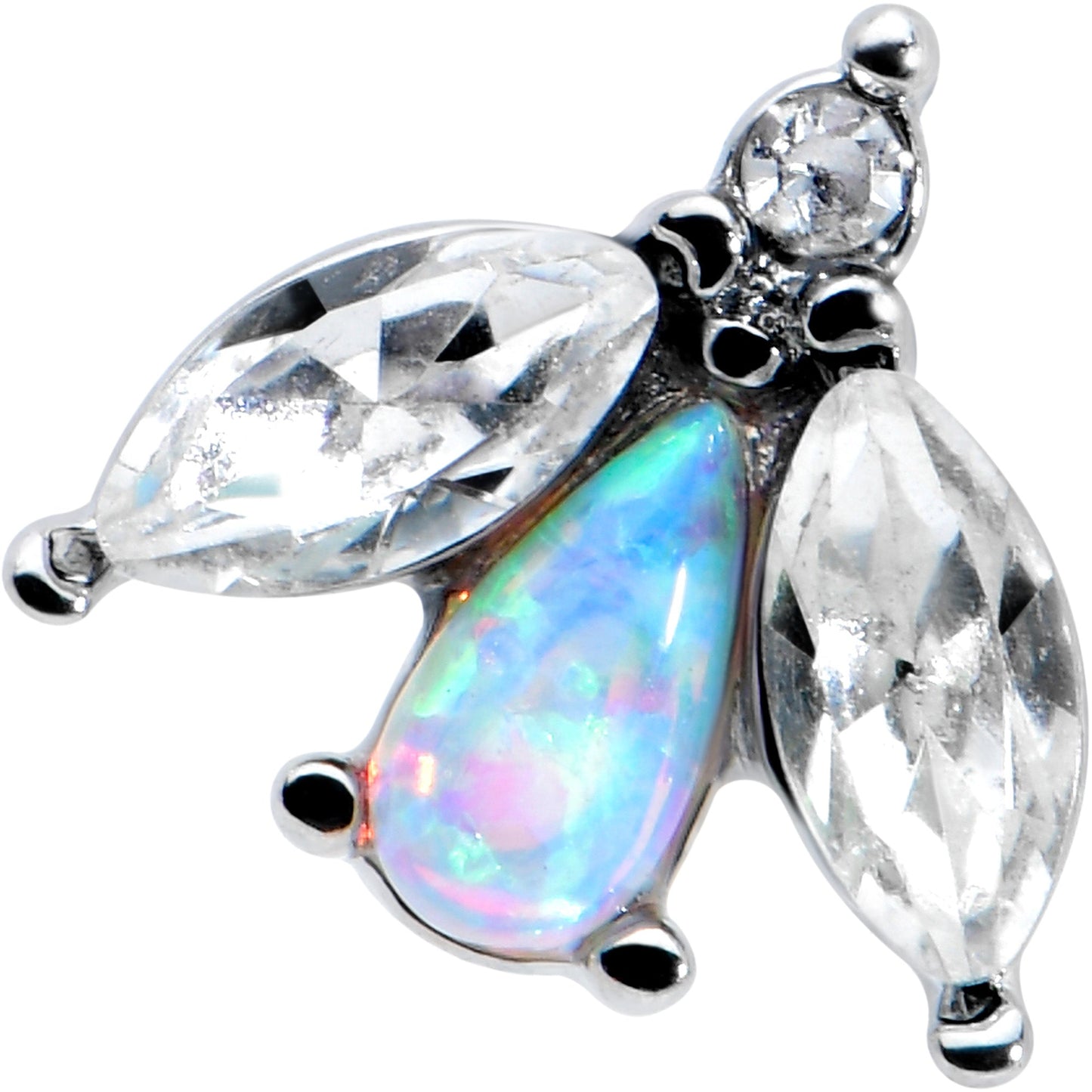 16G 5/16 White Synthetic Opal Flower Labret Monroe Tragus