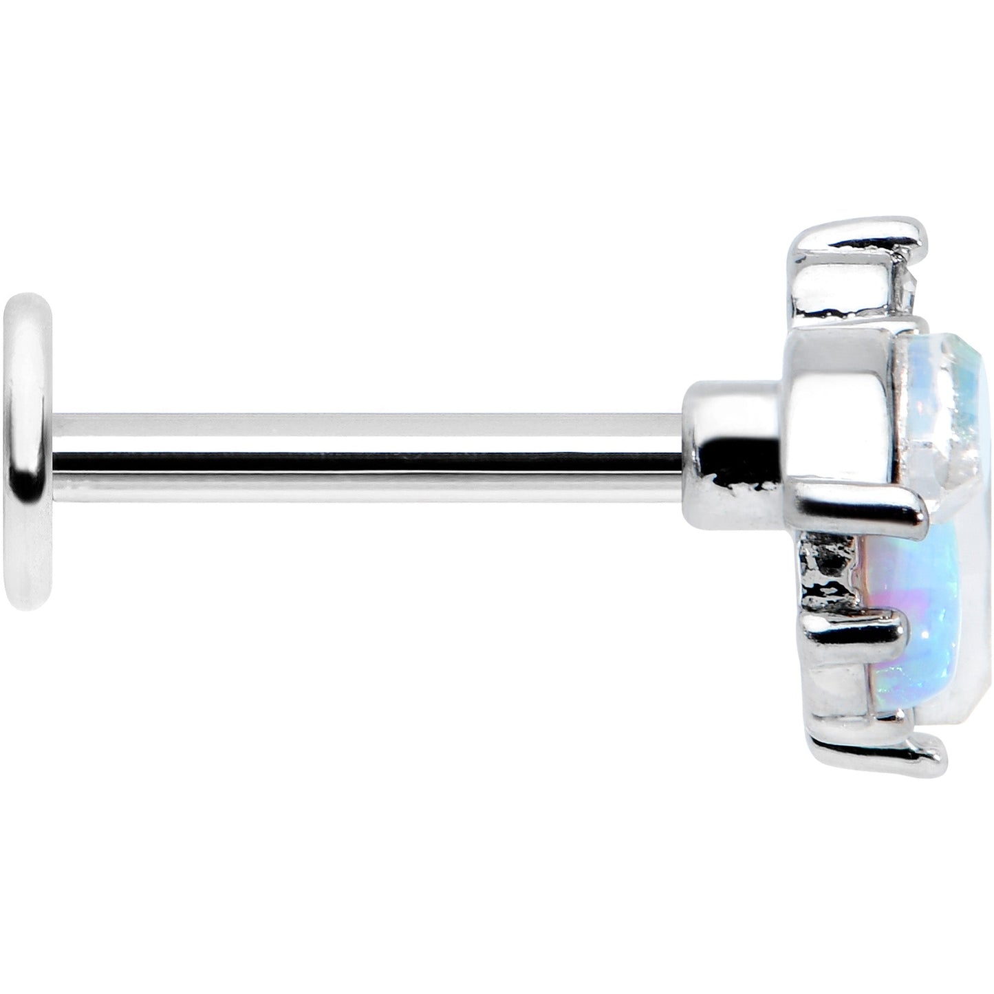 16G 5/16 White Synthetic Opal Flower Labret Monroe Tragus