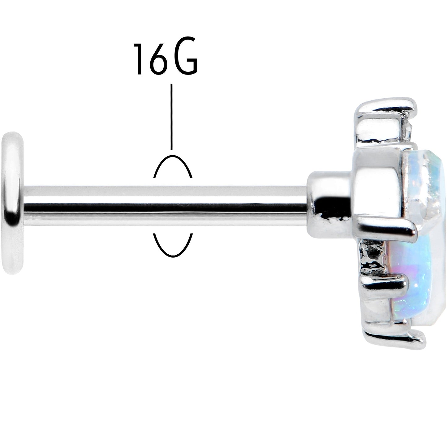 16G 5/16 White Synthetic Opal Flower Labret Monroe Tragus