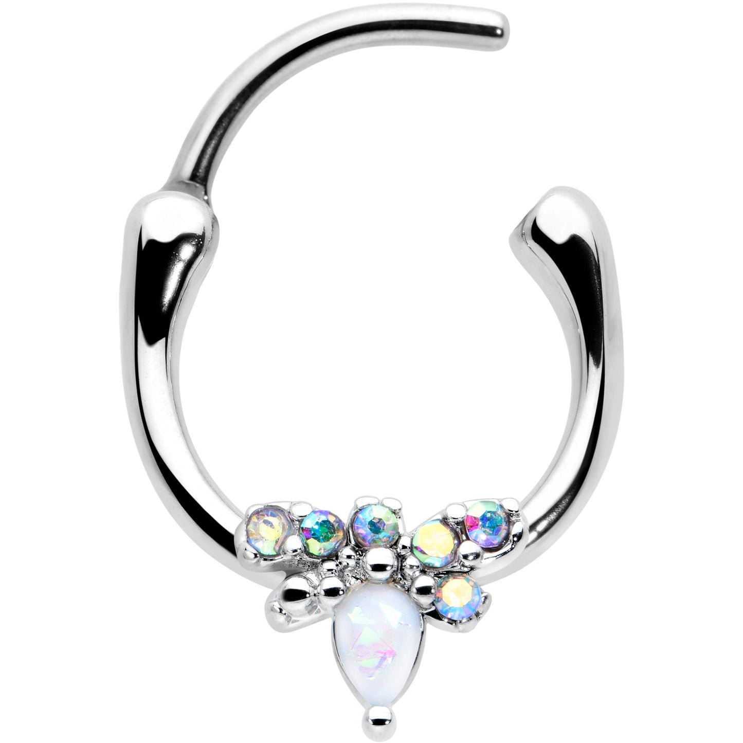 16G 5/16 White Faux Opal Bee Glamour Cartilage Clicker