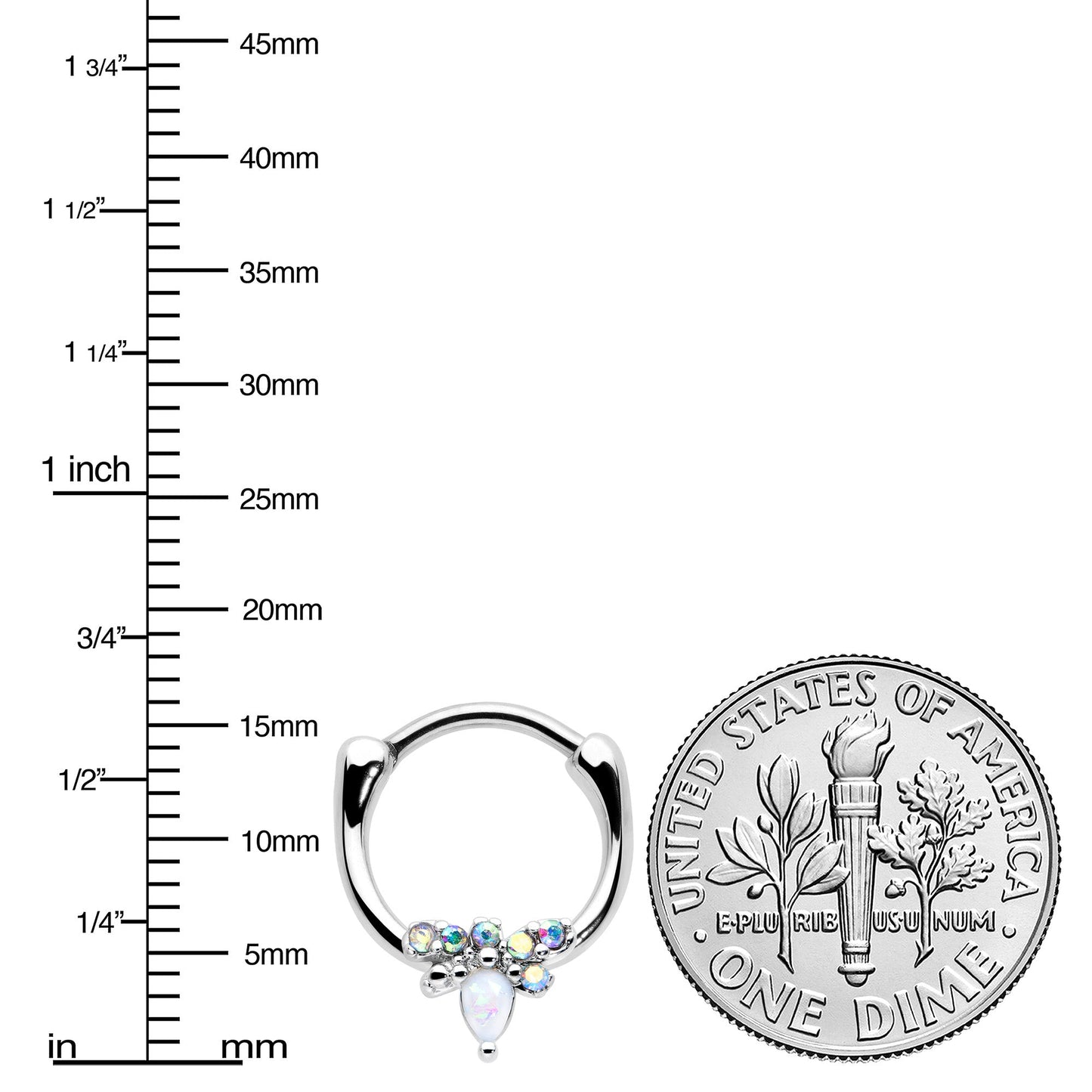 16G 5/16 White Faux Opal Bee Glamour Cartilage Clicker