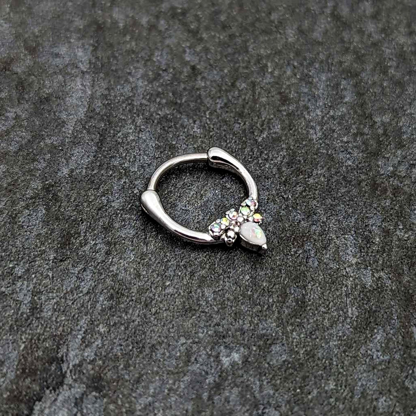 16G 5/16 White Faux Opal Bee Glamour Cartilage Clicker