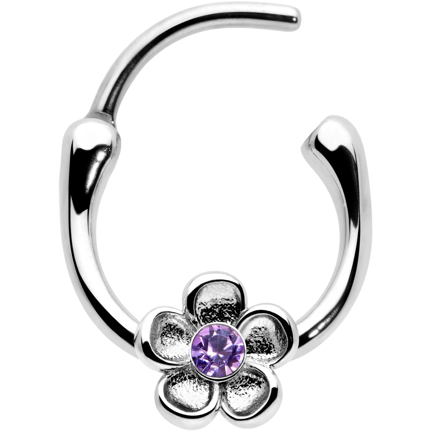 16G 5/16 Purple Gem Sweetheart Flower Cartilage Clicker