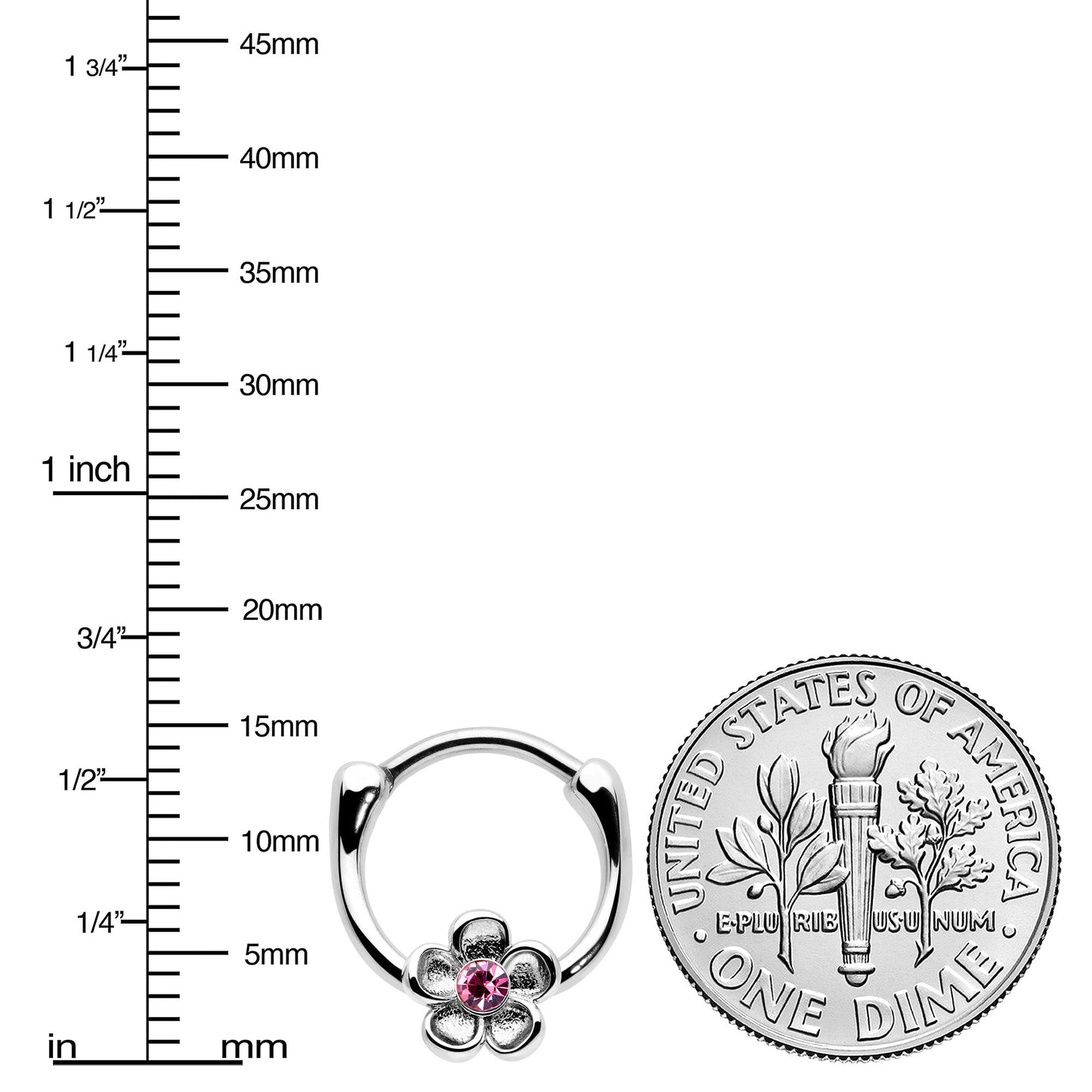 16G 5/16 Purple Gem Sweetheart Flower Cartilage Clicker