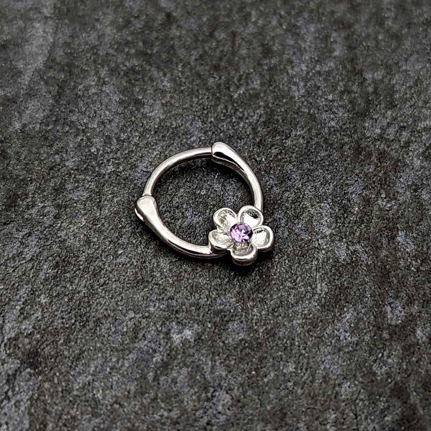 16G 5/16 Purple Gem Sweetheart Flower Cartilage Clicker