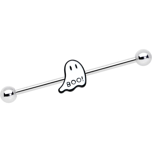 14G Halloween White Ghost Glow in the Dark Industrial Barbell 38mm