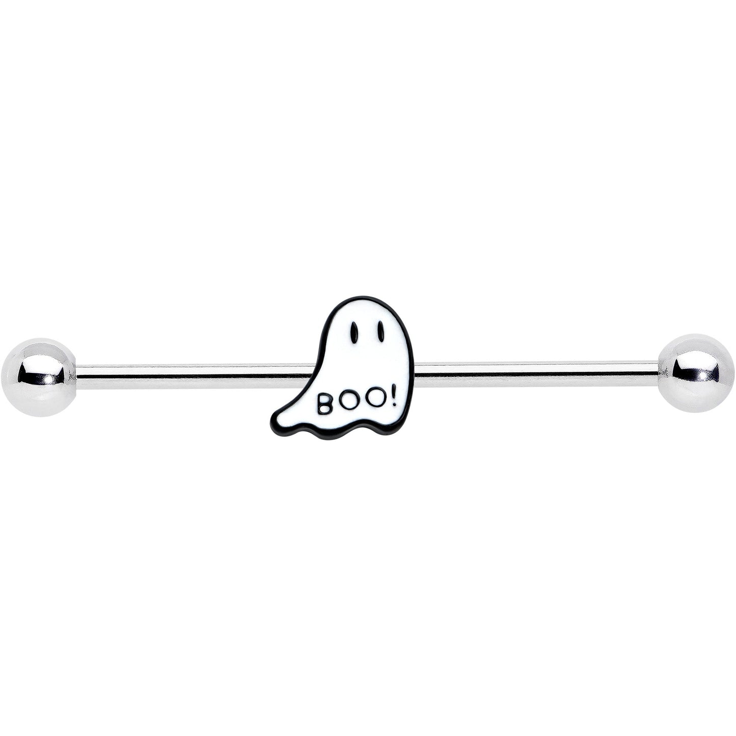 14G Halloween White Ghost Glow in the Dark Industrial Barbell 38mm