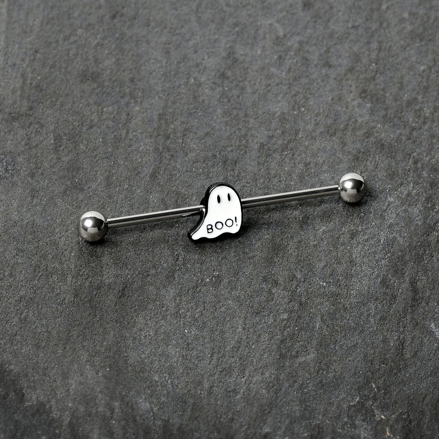 14G Halloween White Ghost Glow in the Dark Industrial Barbell 38mm