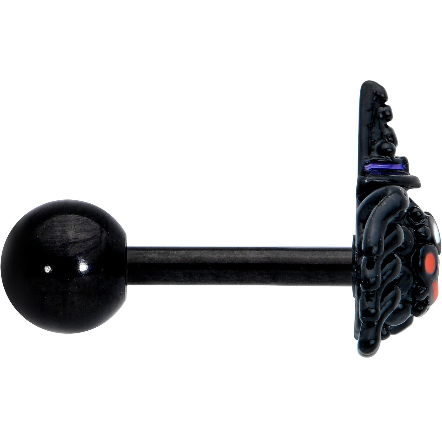 16G 1/4 Black Halloween Witchy Smiling Spider Cartilage Earring