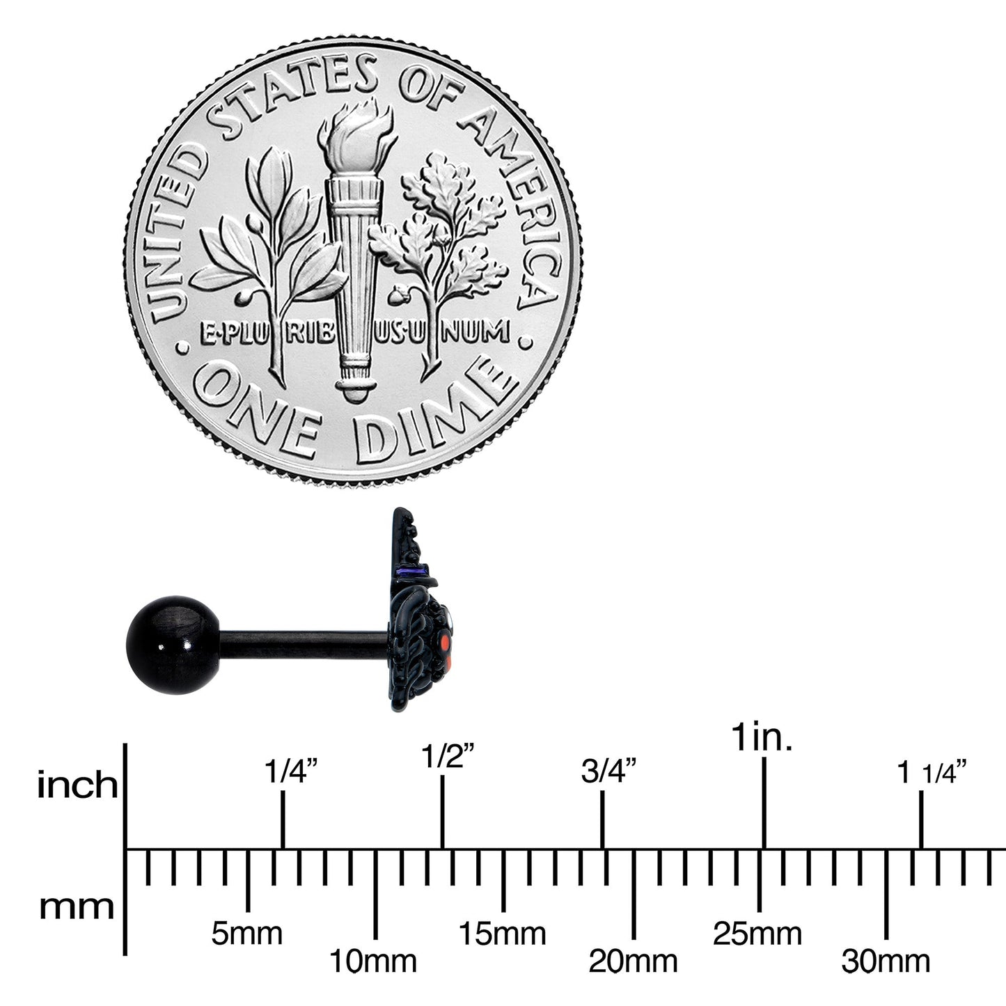 16G 1/4 Black Halloween Witchy Smiling Spider Cartilage Earring