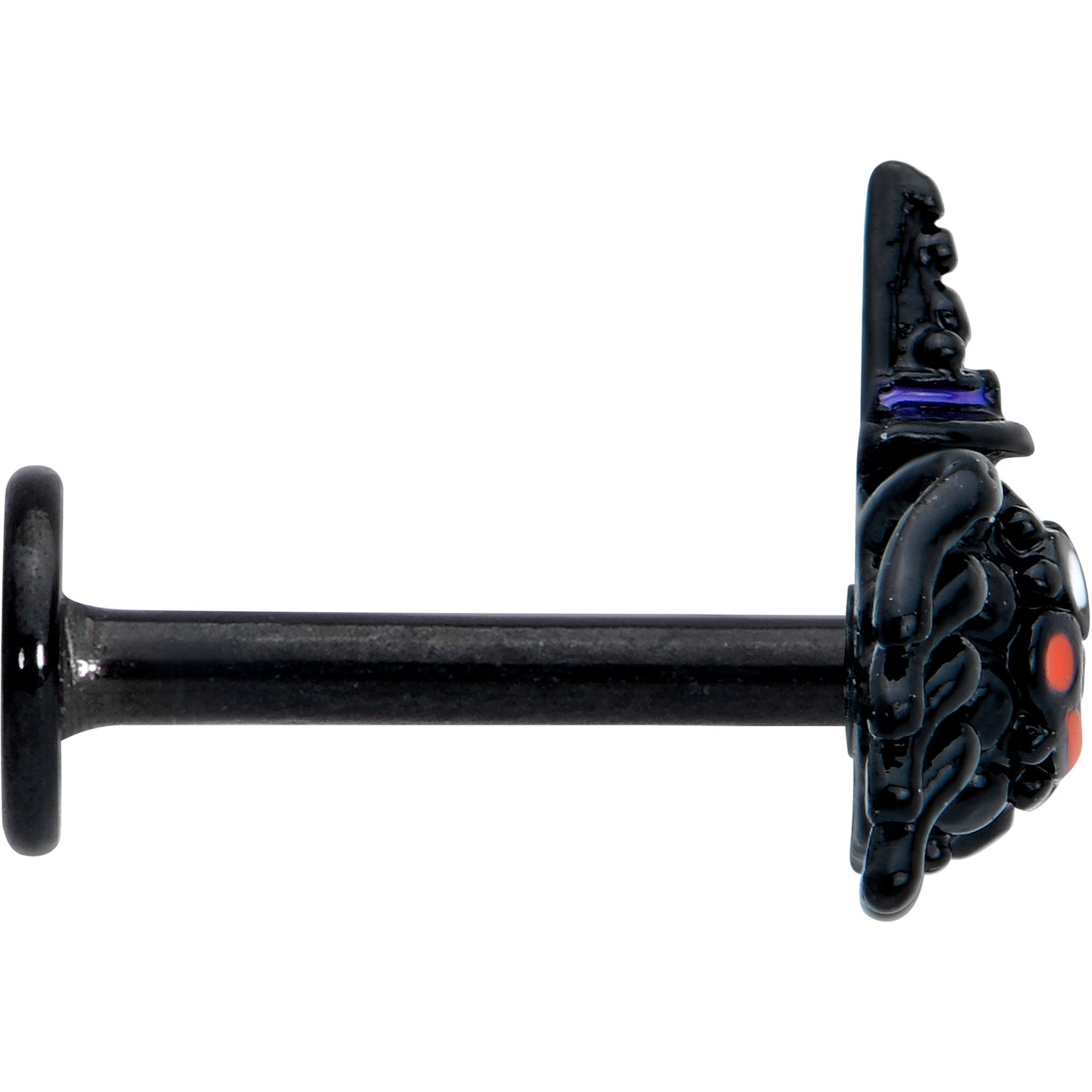 16G 5/16 Black Halloween Witch Smiling Spider Labret Monroe Tragus