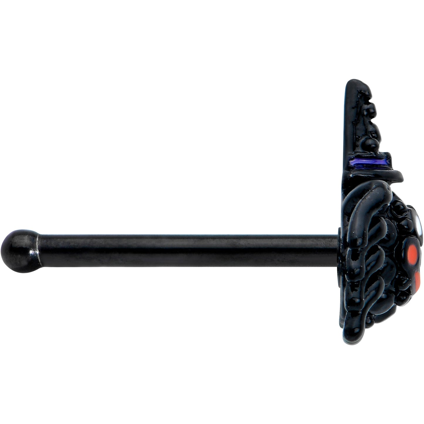 20G 1/4 Black Halloween Witchy Smiling Spider Nose Bone