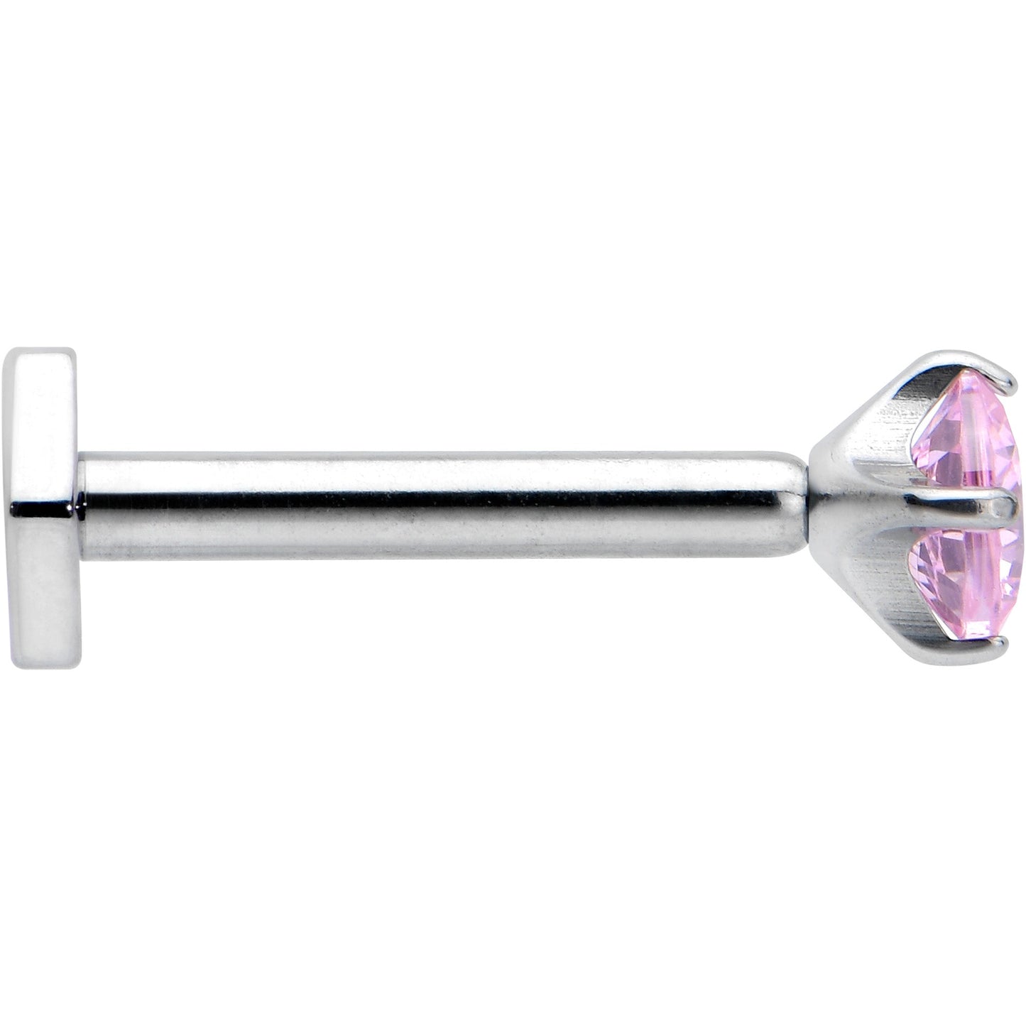 16G 5/16 Pink CZ Gem ASTM F-136 Implant Grade Titanium Hex End Labret Tragus