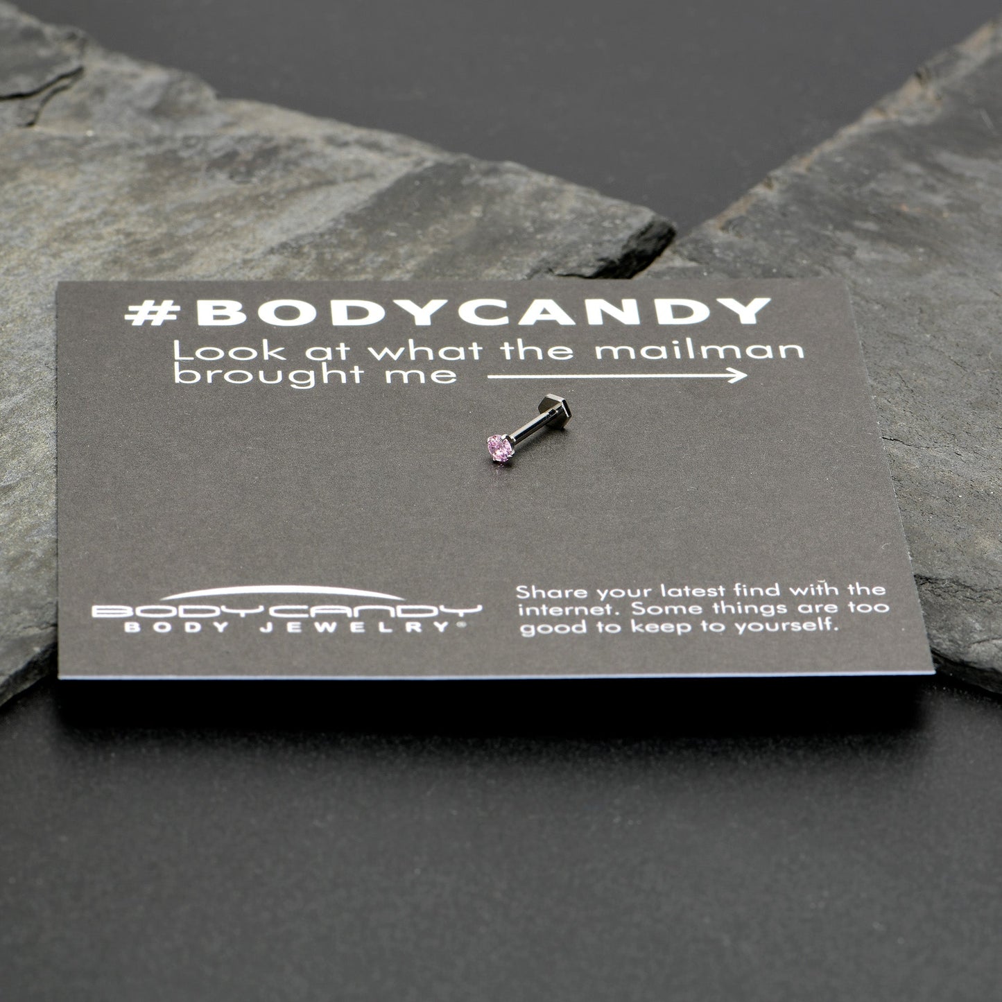 16G 5/16 Pink CZ Gem ASTM F-136 Implant Grade Titanium Hex End Labret Tragus