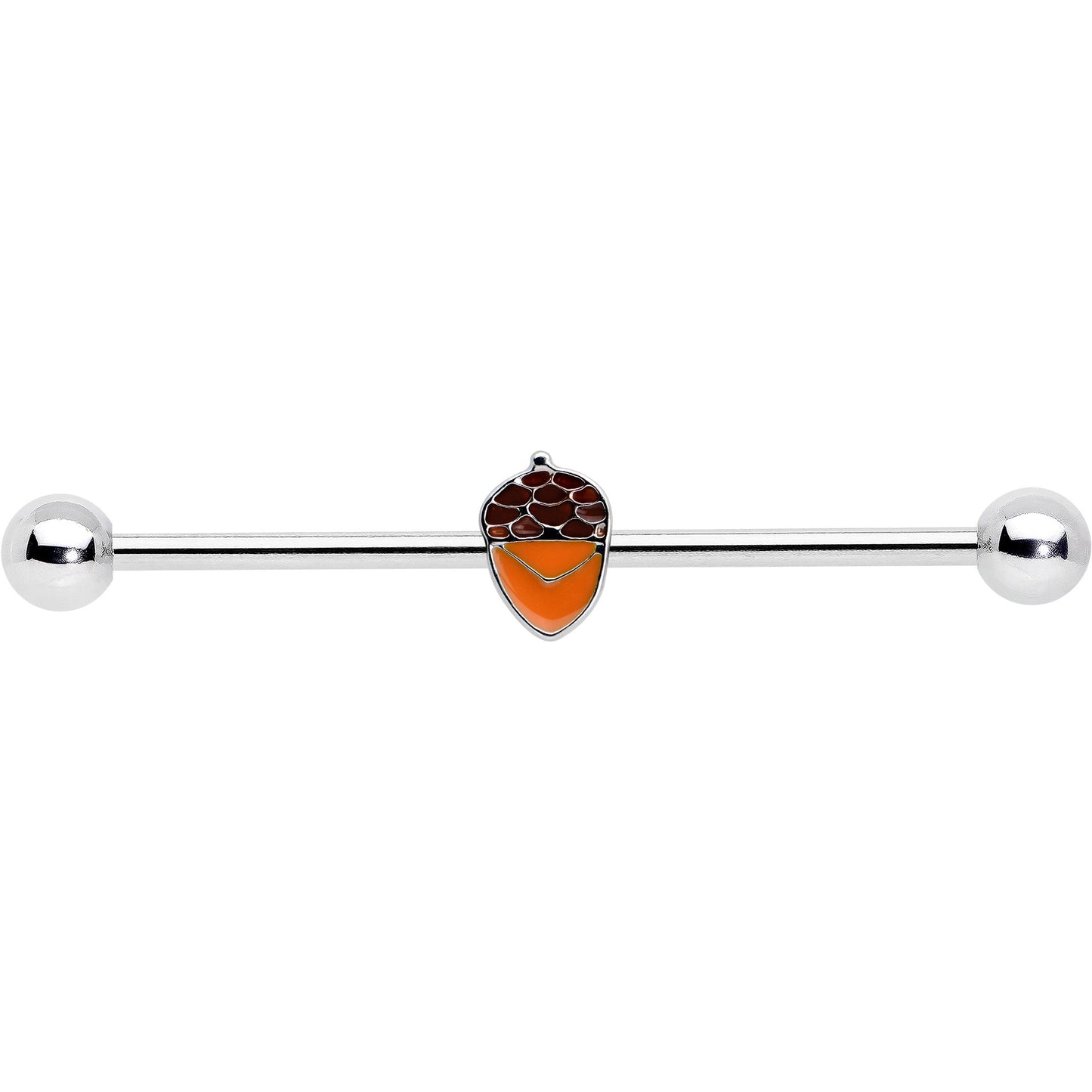 14G Autumn Acorn Brown Orange Industrial Barbell 38mm