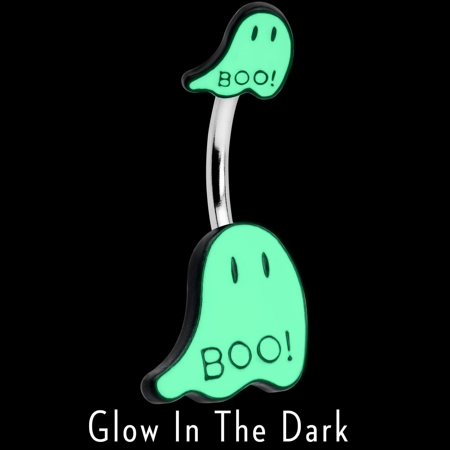 Halloween White Glow in the Dark Ghosts Double Mount Belly Ring