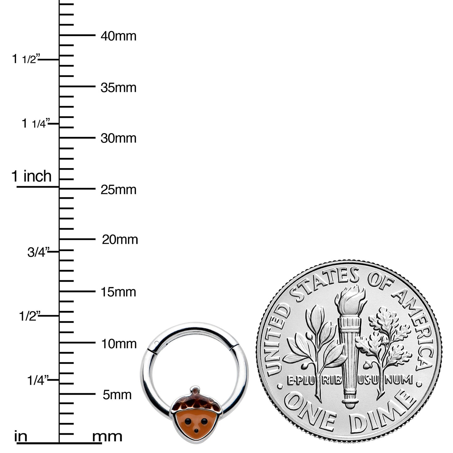 16G 5/16 Fall Acorn Face Brown Autumn Hinged Segment Ring