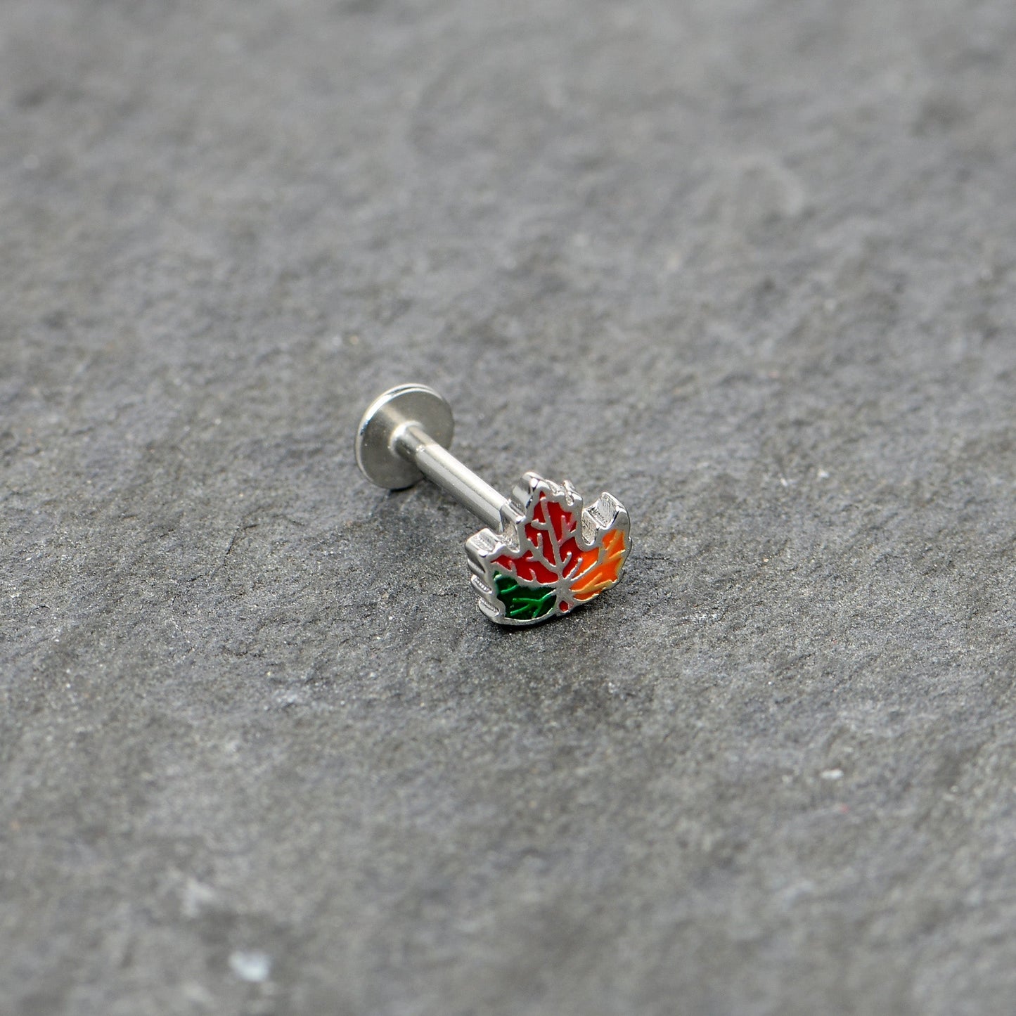 16G 5/16 Autumn Tricolor Red Maple Leaf Labret Monroe Tragus