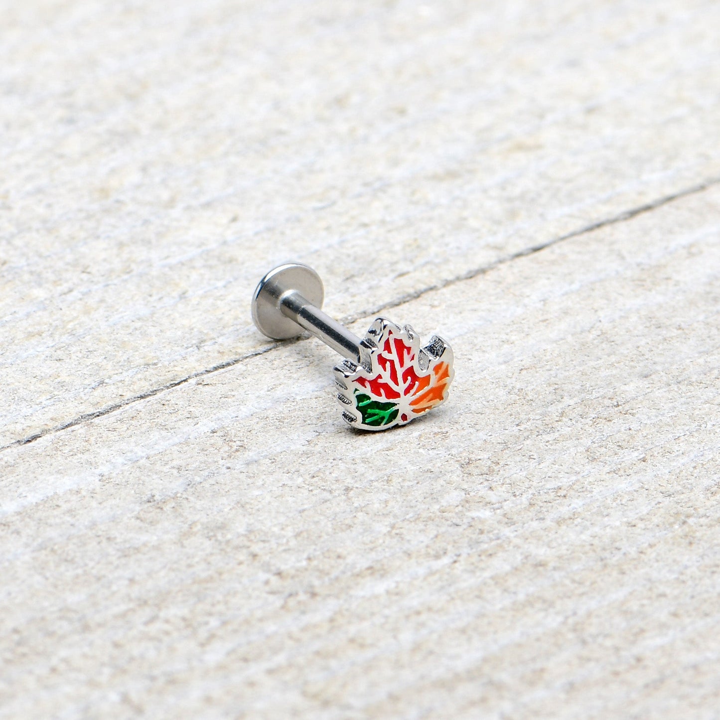 16G 5/16 Autumn Tricolor Red Maple Leaf Labret Monroe Tragus