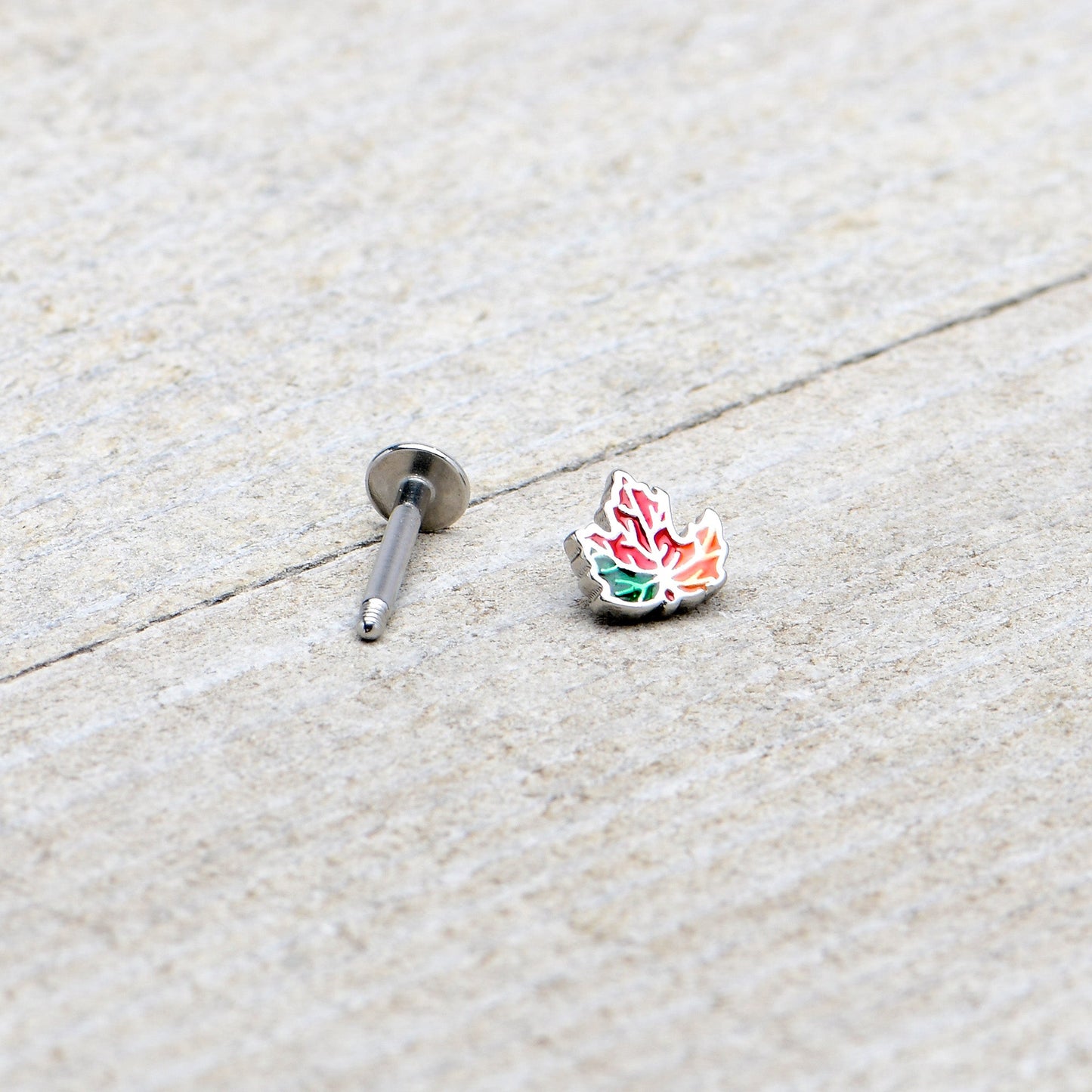 16G 5/16 Autumn Tricolor Red Maple Leaf Labret Monroe Tragus