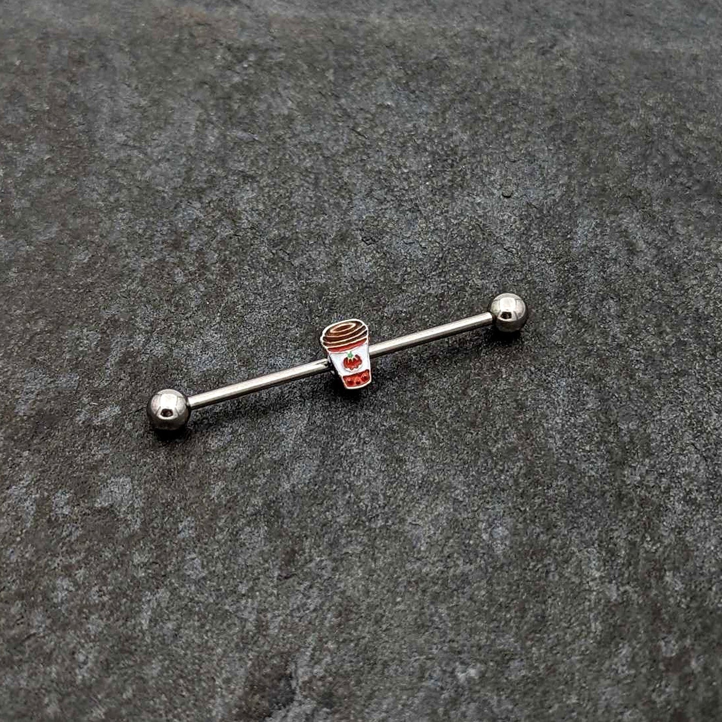 14G Sweet Pumpkin Latte Thanksgiving Industrial Barbell 38mm